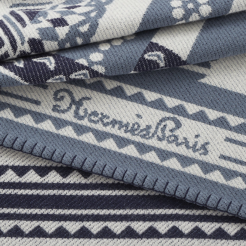 Fantaisie d'Etriers blanket - Blue | Hermès Mainland China